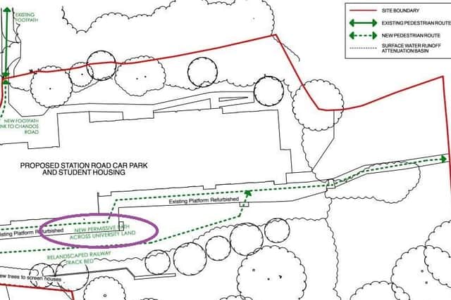 Site plan showing Railway Walk footpath as 'permissive'