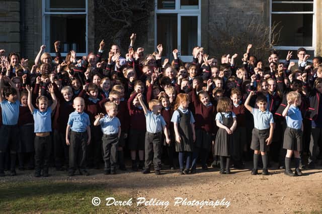 Swanbourne House School pupils celebrate the school's Excellent inspection report