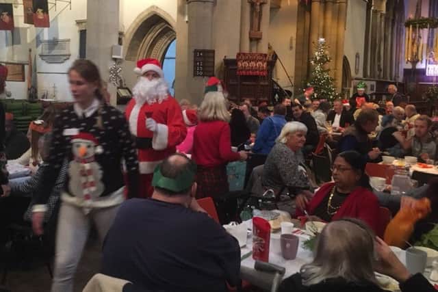 Father Christmas was among the guests at St Mary's Church's Christmas Day lunch