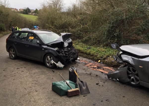 Fire crews were called to a head-on collision between two cars on the B4011 near Brill on Boxing Day