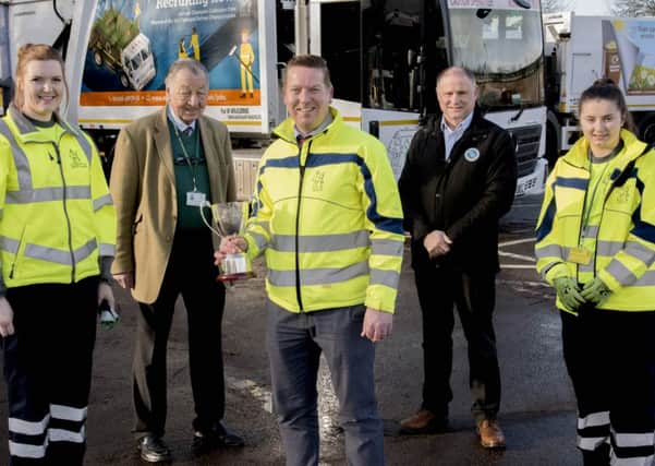 Spencer Law, RVS; David Clark, Transport Manager, Aylesbury Vale District Council (AVDC); Cllr Beville Stanier, Cabinet Member for The Environment & Waste, AVDC; with members of the 2018 all-female National Refuse Championships team - Amy Bridgeford, Operations Team Manager, AVDC; and Abigail Friston, Trade Waste Supervisor, AVDC.