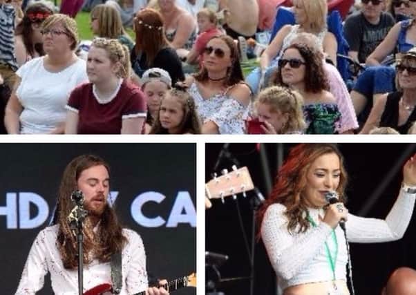 Live in the Park - photos from 2017. Crowds enjoy the music and performers Birthday Card (left) and Lauren James Ray (right)