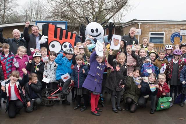 Launch event for a new joint Walk to School initiative between Wendover CE Junior School and John Hampden School, supported by national charity, Living Streets, and the School Travel Team at Bucks County Council