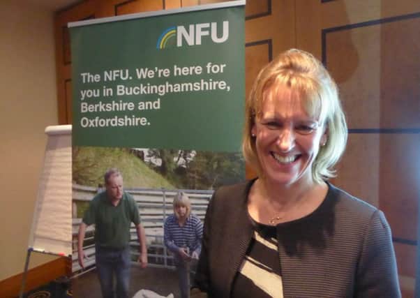 Minette Batters, the newly elected president of the National Farmers Union, pictured when she visited the Berkshire, Buckinghamshire and Oxfordshire NFU AGM in November last year. Picture copyright Heather Jan Brunt