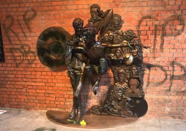 The David Bowie statue has been vandalised less than 48 hours after its unveiling