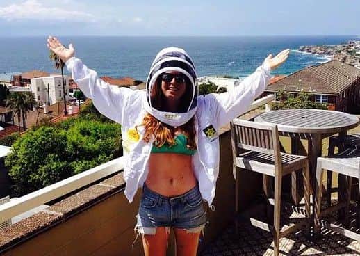 Rebecca Marshall pictured during her beekeeping adventures in Australia in 2015