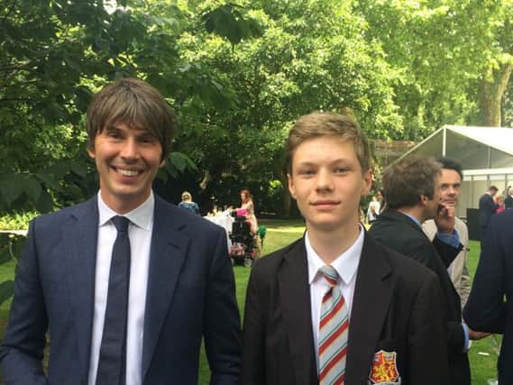 Chris Glazier from  Sir Henry Floyd, Aylesbury with Prof Brian Cox