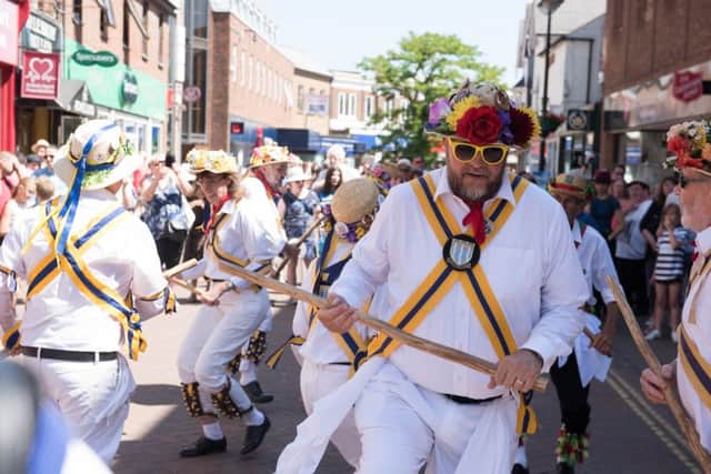 Whitchurch Morris Men celebrate their 70th anniversary, with various other groups dancing in Aylesbury High Street PNL-180207-123649009