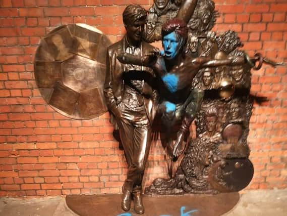 29 year old man arrested on suspicion of criminal damage to the David Bowie statue