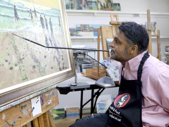 Keith Jansz, who paints with his mouth and foot after a car accident in 1995 is all set for a new exhibition in Northampton.