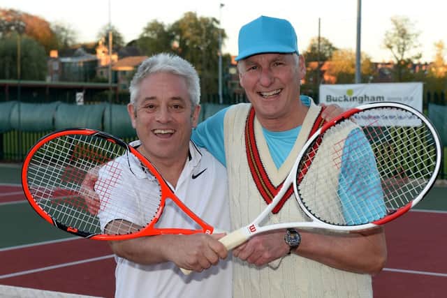 John Bercow and Nigel Norman ahead of the tennis match at Buckingham last week