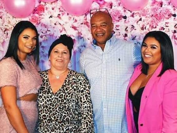 The family at the fundraising event - from left organiser Jade Pinnock, her mum Kim, Kim's husband Houghton, and Jade's sister Amber