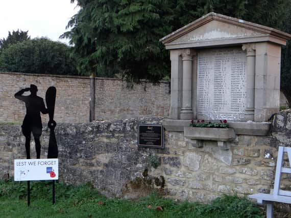Thornborough war memorial and silent soldier