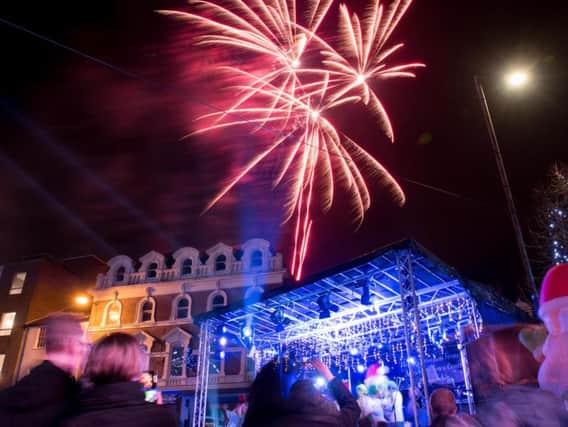 The fireworks display followed the switching on of Aylesbury's Christmas lights