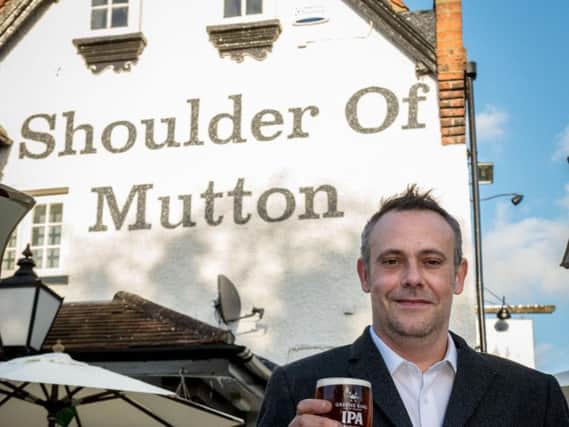 Mark Crane outside The Shoulder of Mutton pub - photo by Ian Enness