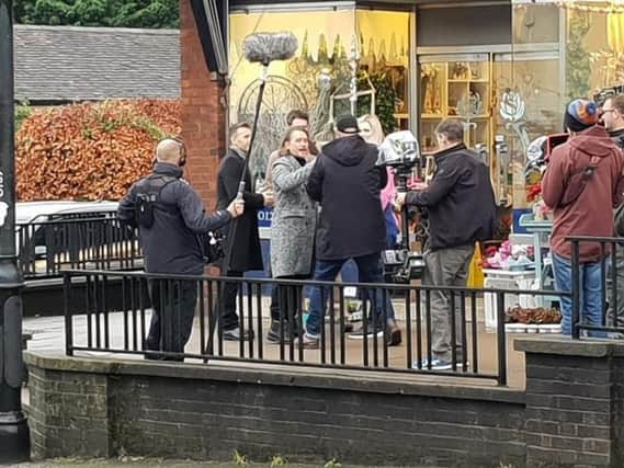 Take That filming outside The Flower Gallery in Wendover
