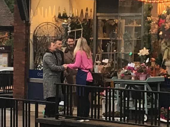 Mark Owen, Gary Barlow and Howard Donald were seen in Wendover High Street along with a film crew at around 10am on Wednesday