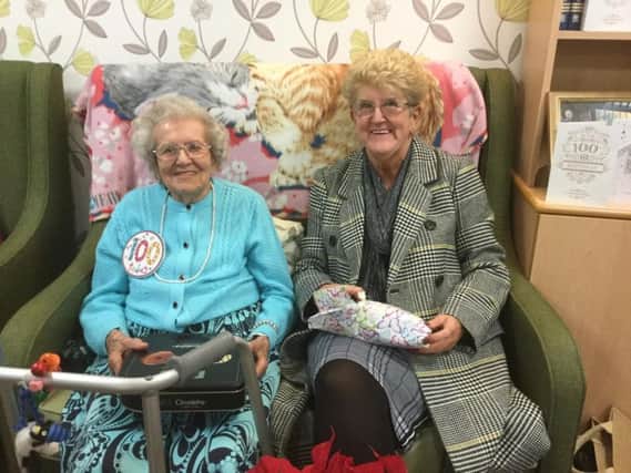 Winifred Nutkins, 100 (L) and Grace Foster, 105