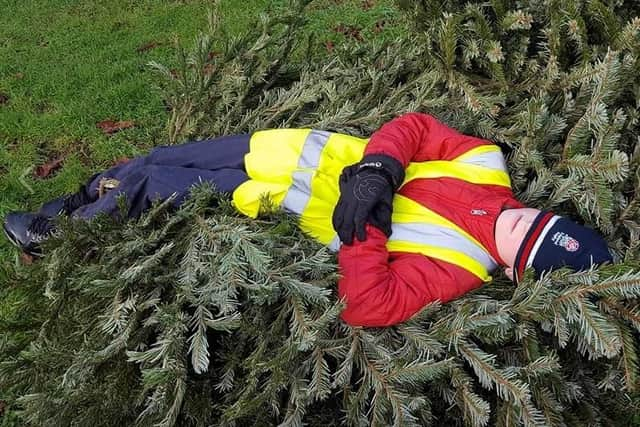 A scout takes a break during last year's collection