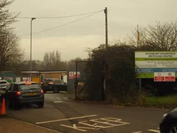 The entrance to the household recycling centre in Rabans Lane, Aylesbury