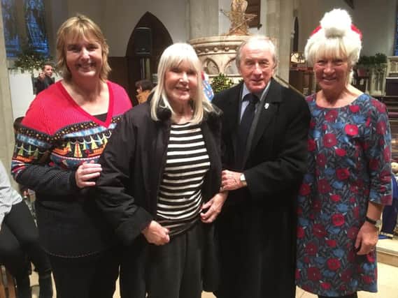 Pictured from left - Sian Chattle, chair of Wendover Dementia Action Alliance, Lady Helen, Sir Jackie Stewart and Sylvia Oram from Wendover Dementia Action Alliance