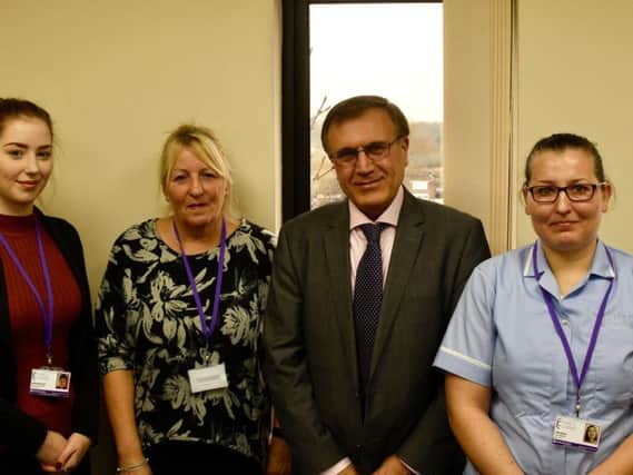 Hossein with the rest of the team at Care and Carers - from left care co-ordinator Emily Rose-Trott, care supervisor Nita Harrison and carer Julia Tamas