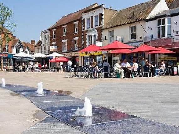 Library image of Kingsbury Square, Aylesbury - a bin caught fire here over the weekend