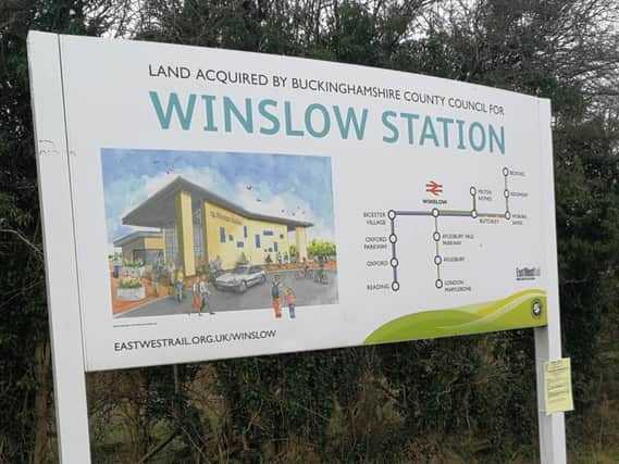 A billboard outside Winslow promoting the Winslow station planning application
