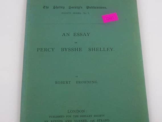An exciting donation: a published Essay on Percy Bysshe Shelley'