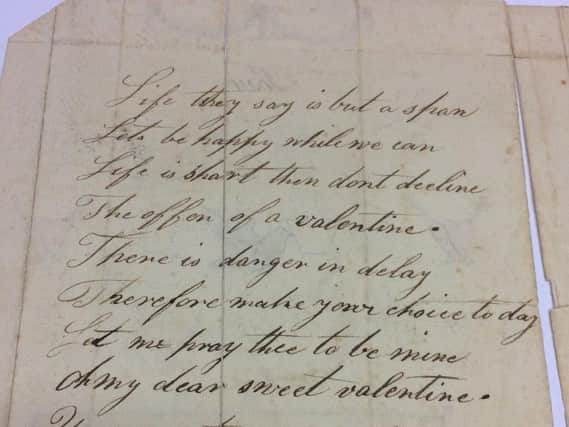 The verse on the inside of the Valentine's card, which sold for more than 7,000 at auction today
