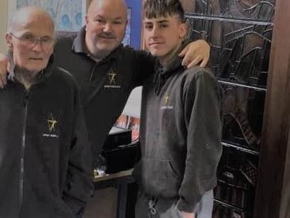 The late Stewart Bowman (left), his son Stephen, and Kieron, who has recently joined the family firm as an apprentice