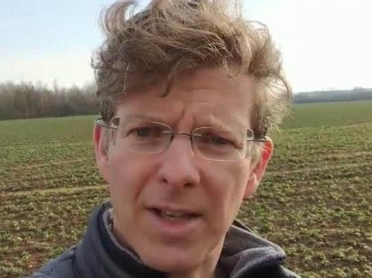 Charlie Clare on some of the land between Calvert and Steeple Claydon which HS2 is set to destroy