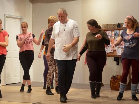 The cast of Stepping Out in rehearsals for their production