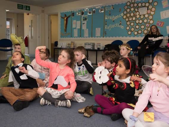 Pupils at St Teresa's School in Aylesbury on World Book Day