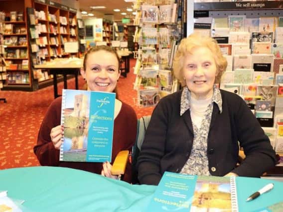 Peggy alongside Waterstones store manager, Claire Clarke.
