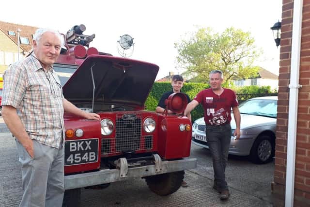Lees, Austin and Adrian Fell with the former HWV fire engine