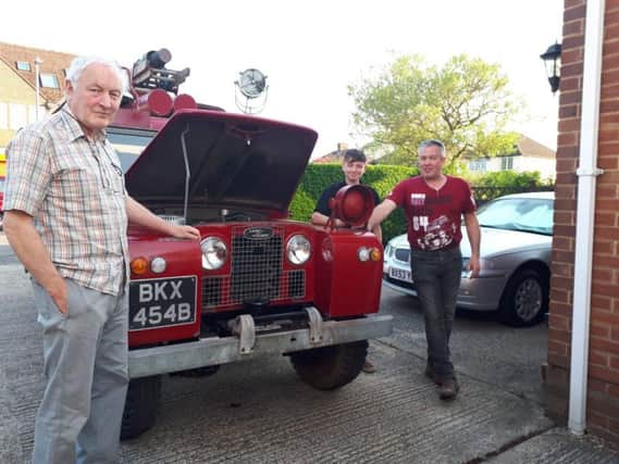 Lees, Austin and Adrian Fell with the former HWV fire engine