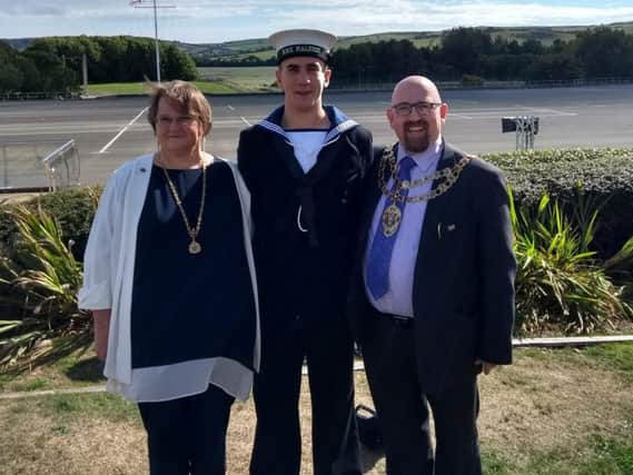 Mark Willis and his family at his son's passing out ceremony for the Royal Navy