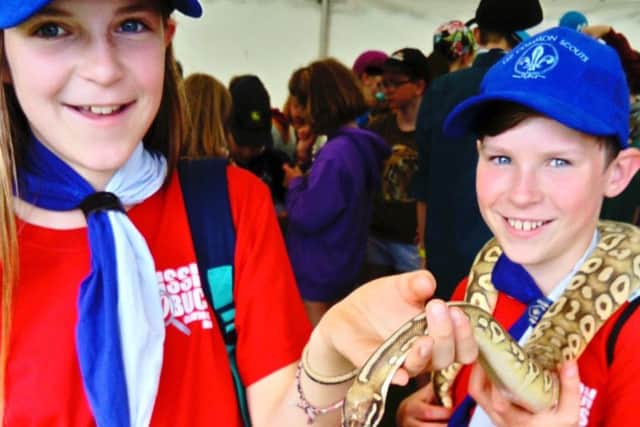 The reptile holding activity was among the highlights at the Buckinghamshire Scouts and Guides county camp on the Claydon Estate