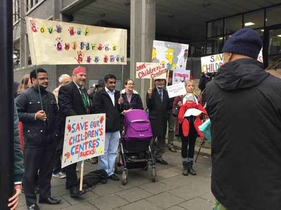 Campaigners gather outside Buckinghamshire County Council