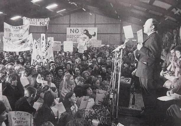 One of the many protest meetings organised by WARA - the Wing Airport Resistance Association - these always attracted big crowds