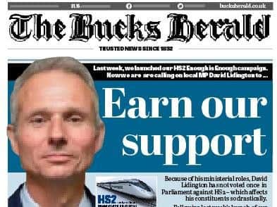 One of our campaign front pages calling for MP David Lidington to talk tough on this issue