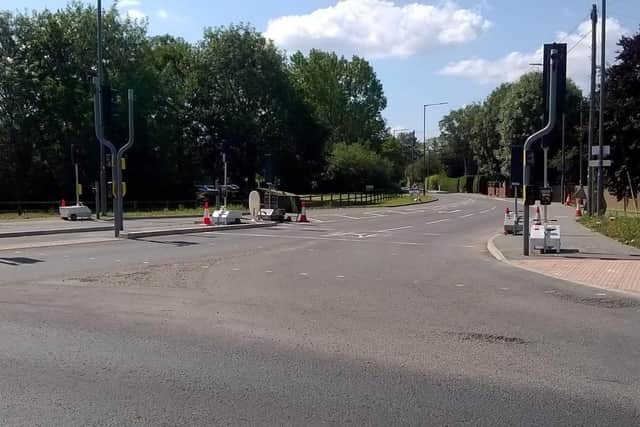 The temporary lights have caused chaos at this junction