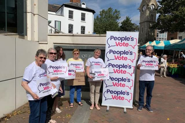 Anti-Brexit campaign group in Aylesbury town centre calling for a People's Vote