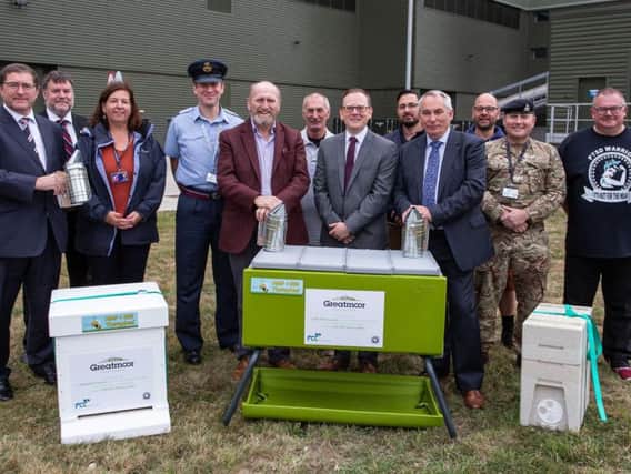 The first bees and hives were welcomed at Greatmoor today, 6 September, by Bill Chapple OBE, Cabinet Member for Planning and Environment at Buckinghamshire County Council and Steve Brown, Operations Director GE+ at FCC Environment.