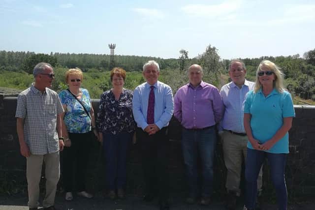 John Bercow (centre) with Calvert Green residents on a recent trip to see how HS2 will affect the area