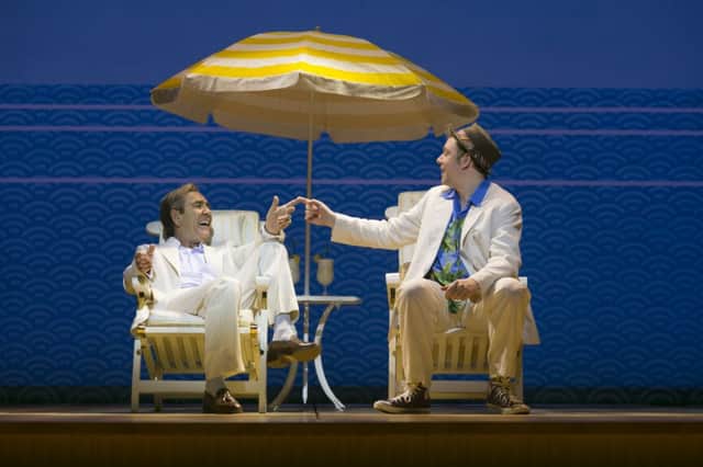 Robert Lindsay and Rufus Hound in Dirty Rotten Scoundrels. Photo by Phil Tragen
