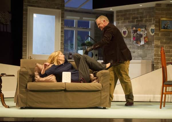 Claire Goose and Les Dennis in The Perfect Murder. Photo by Alastair Muir.