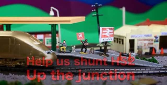 Screenshot from anti-HS2 video voiced by comedian John Bishop
