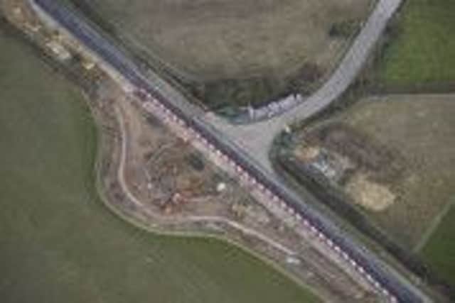 Aerial view of the A41 roundabout at Woodham
